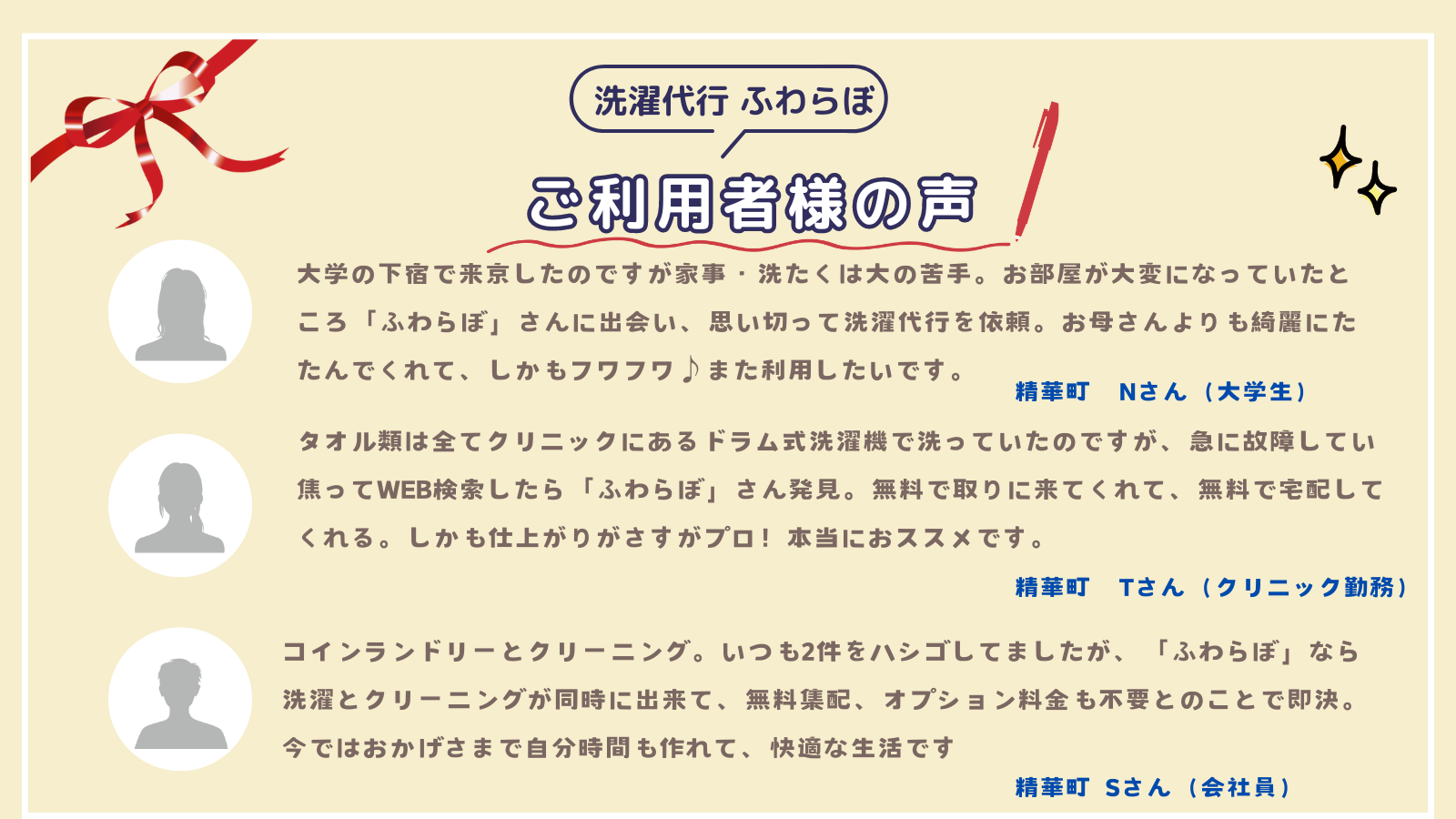 洗濯代行　ふわらぼ 精華町 お客様の声